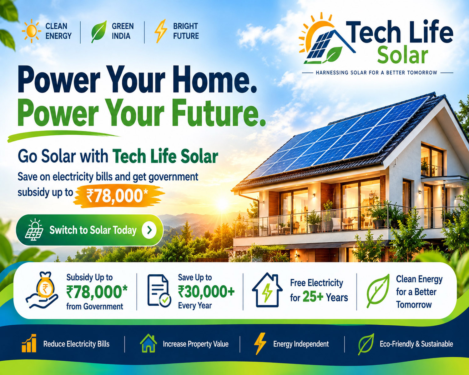 Rooftop solar panel installation by Tech Life Solar in Kolkata